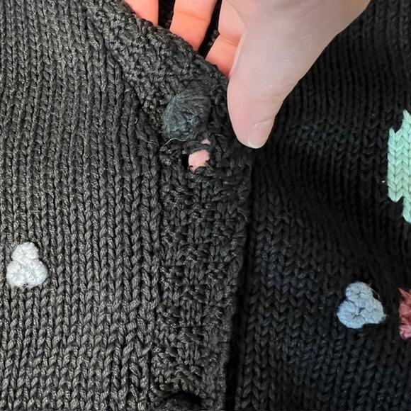 VTG Tilbury Button Cardigan Sweater Womens M Black Floral Cottage Embroidered - Picture 8 of 10